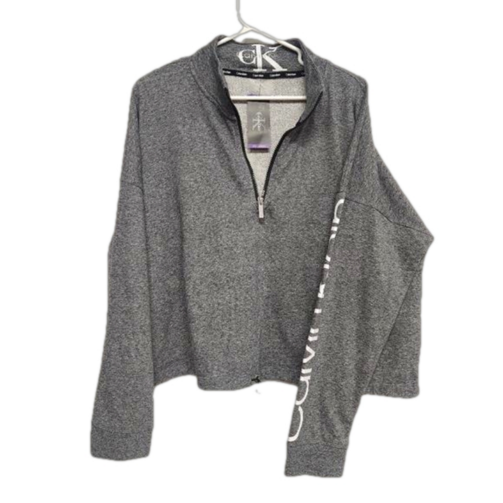 Calvin Klein Gray quarterzip cropped sweatshirt size XXL
